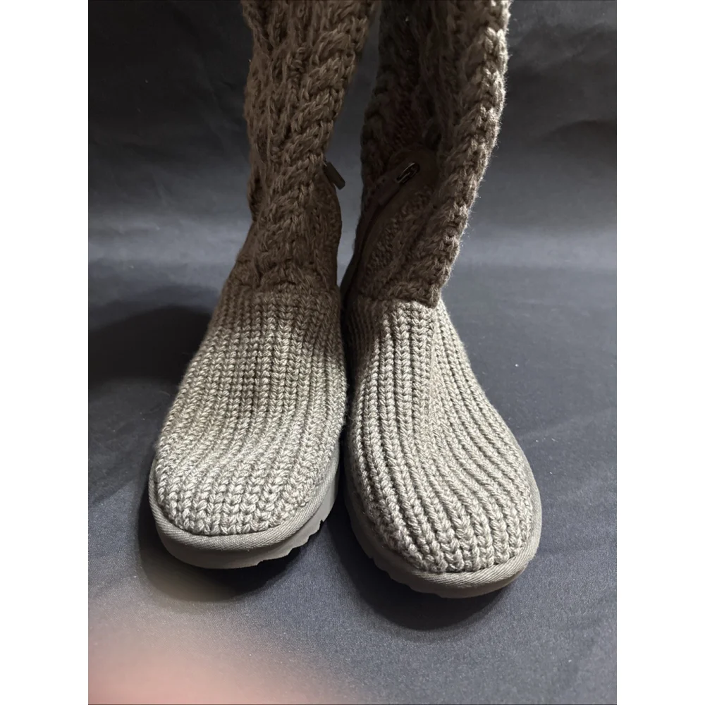 [1146010-GREY] UGG Women's Classic Cardi Cabled Knit Grey Boots Size 5